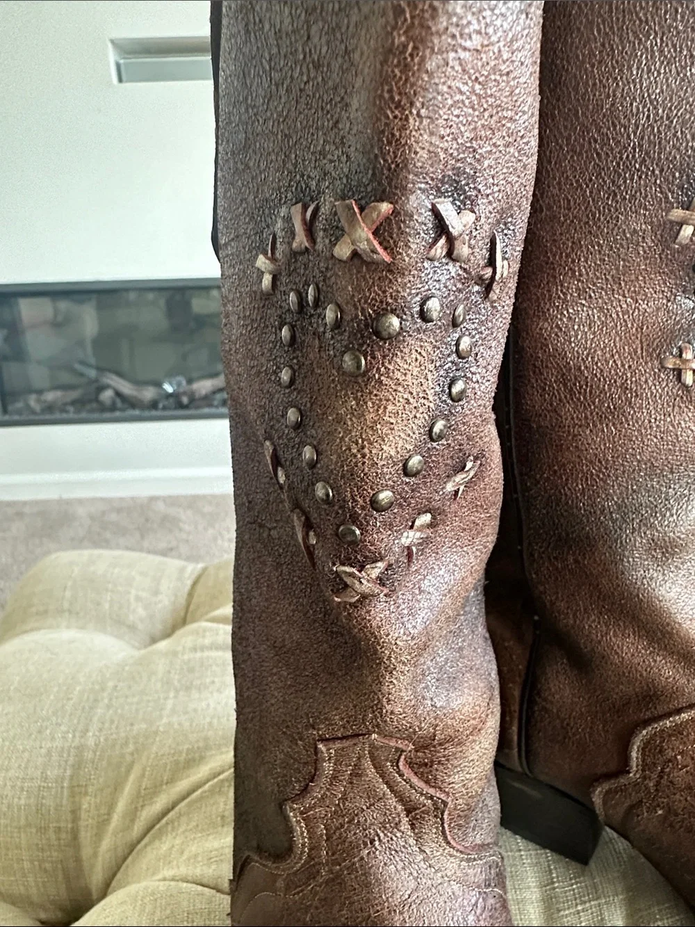 Dan Post Brown Studded Western Ankle Boots